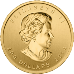 Золотая монета 200 долларов "Воющий волк", Canadian Howling Wolf 